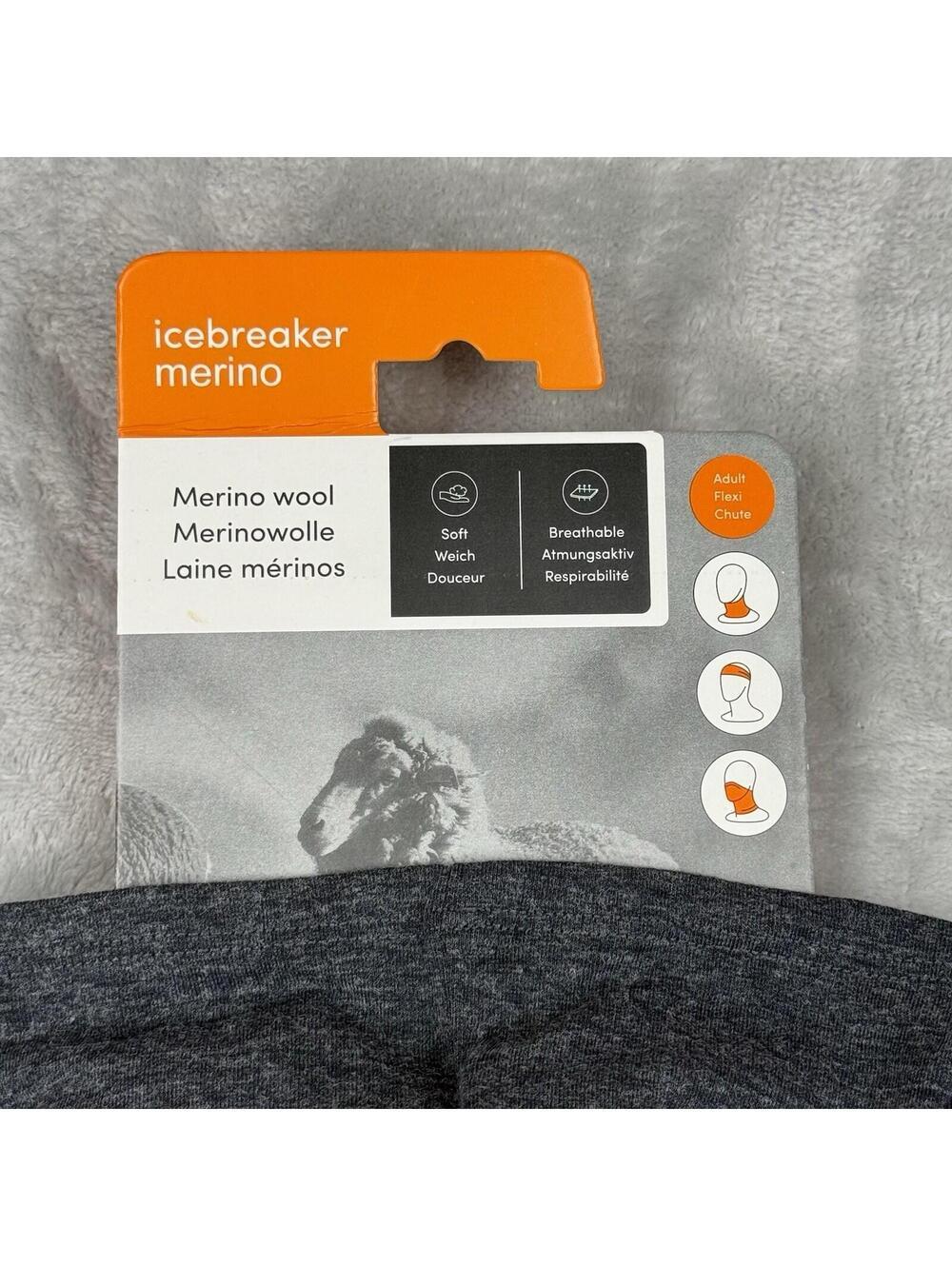 Icebreaker Merino Wool Neck Gaiter Adult Flexi Chute Gray One Sz Hiking Fishing - Picture 5 of 9
